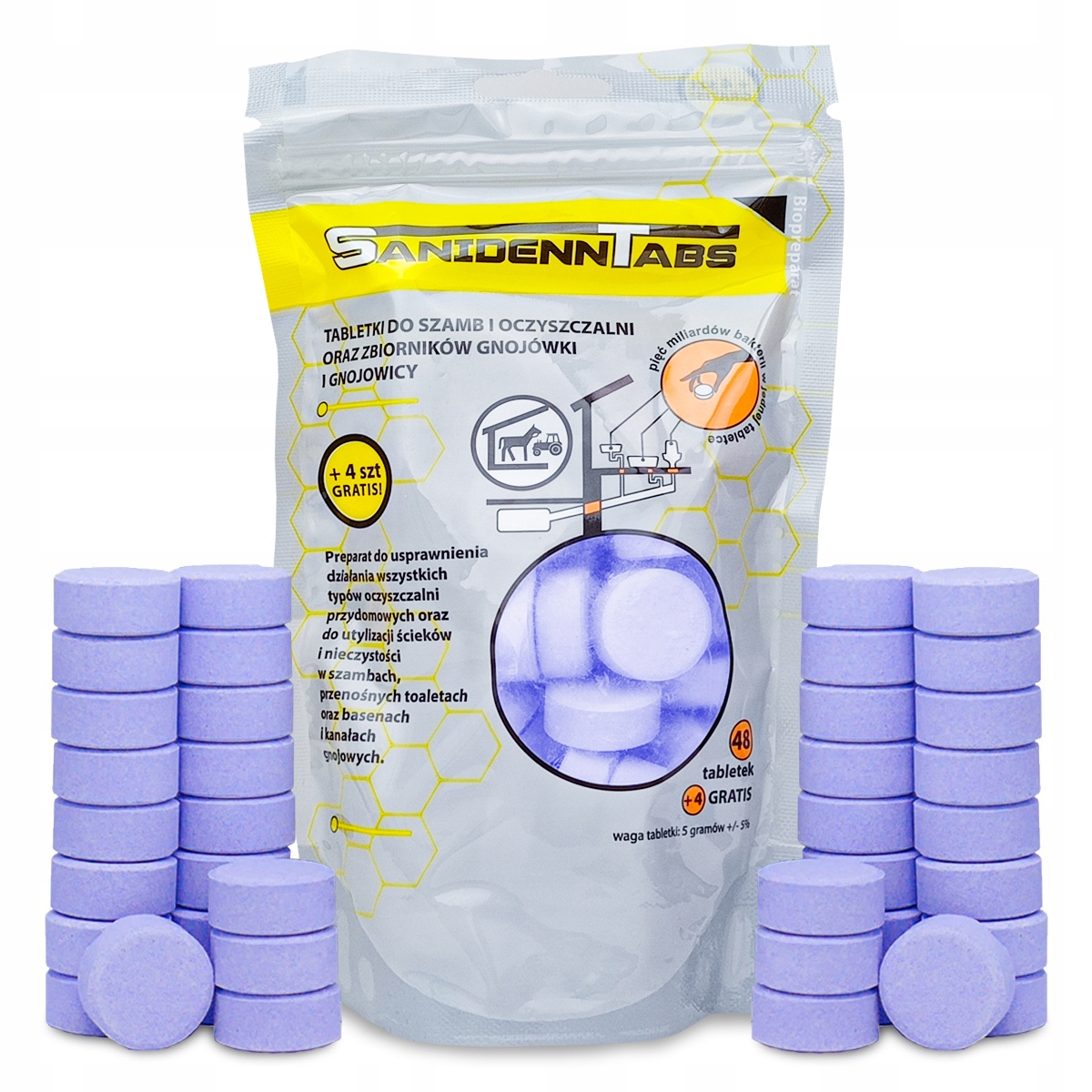 Bakterie TABLETKI do SZAMBA SANIDENN 52 szt Biologiczne MULTI