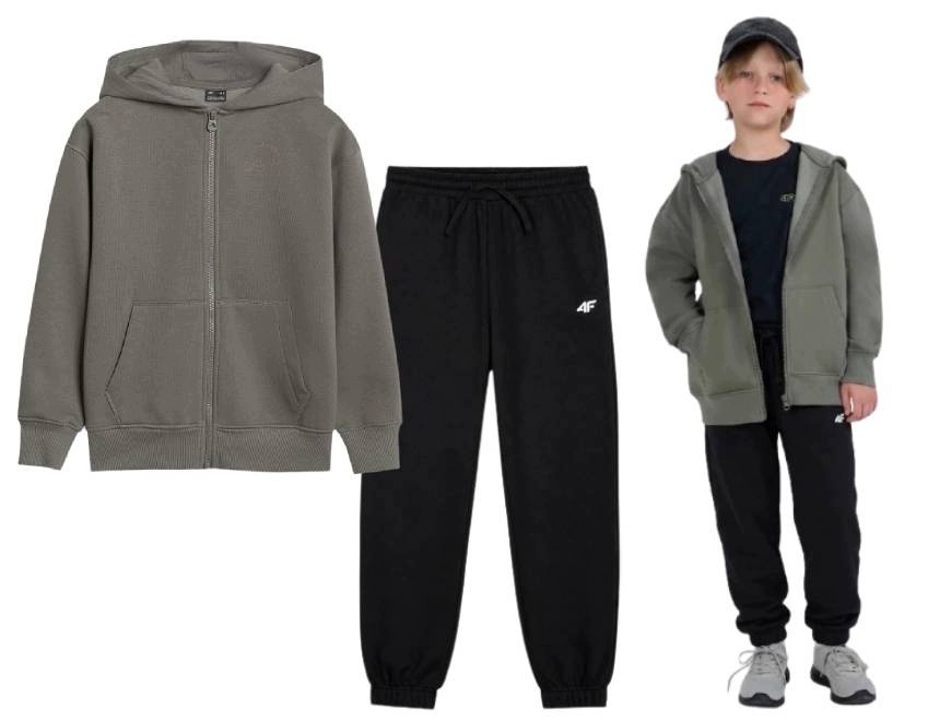 Dres chłopięcy ocieplany 4F zestaw 2pak rozpinana bluza spodnie 140
