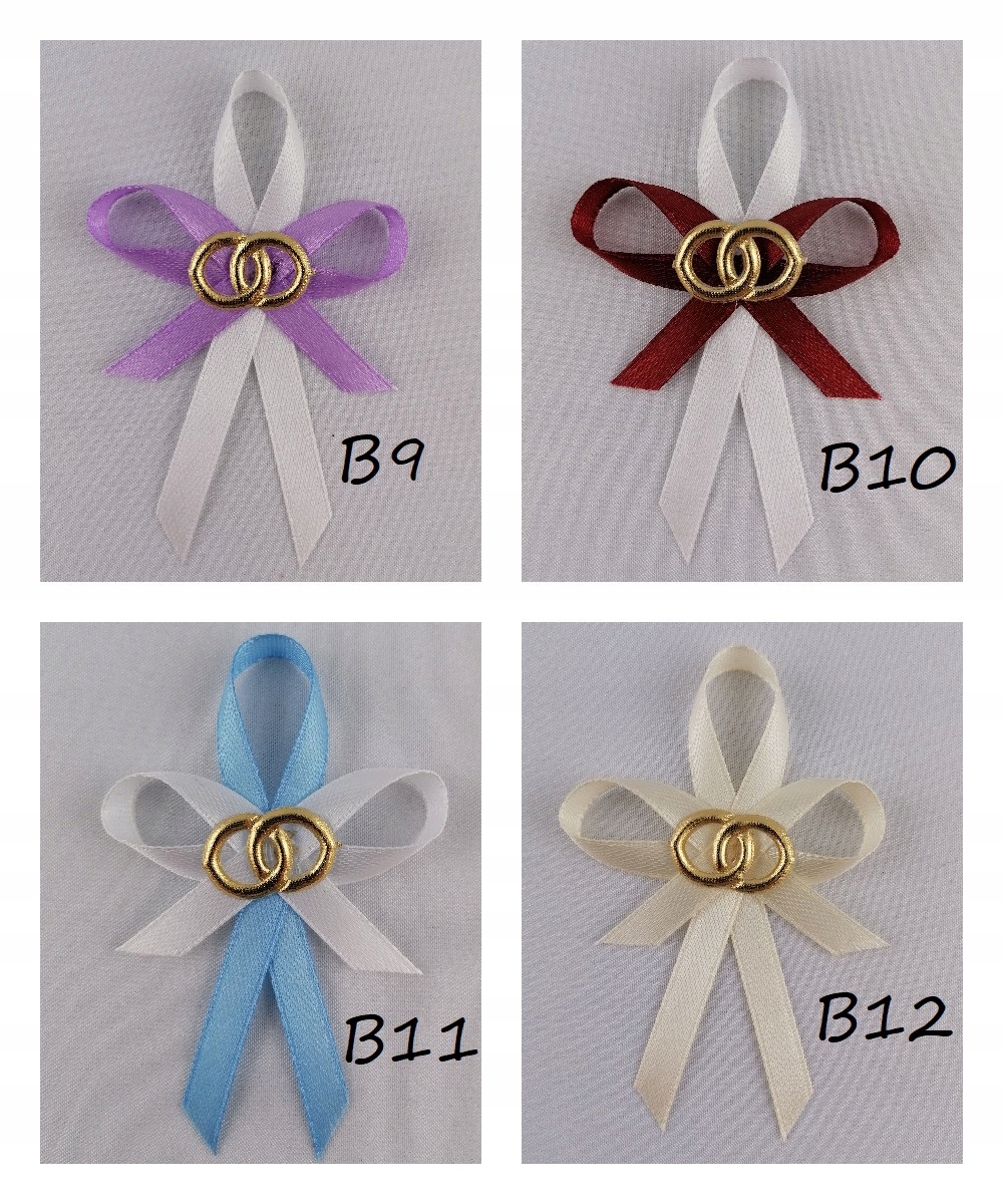 Kotyliony przypinki dla gości weselnych rodziców kokardki ślubne kolory Cechy dodatkowe brak