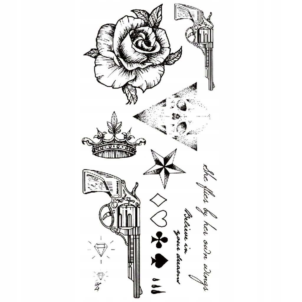 

Tatuaż zmywalny Duży róże z napisem