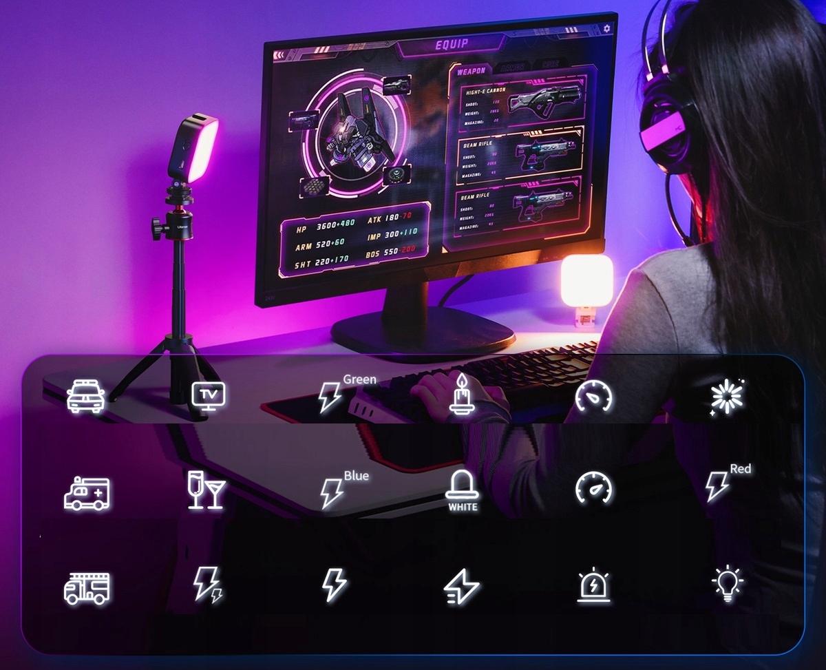 Lampa LED Ulanzi U60 RGB na Magens Klips 1/4'' ISO do Telefon Aparat Kamera EAN (GTIN) 6974774331940