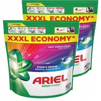 Levně Ariel All-in-1 Pods Kapsle na praní Color Clean 100 praní (sada 2 x 50)