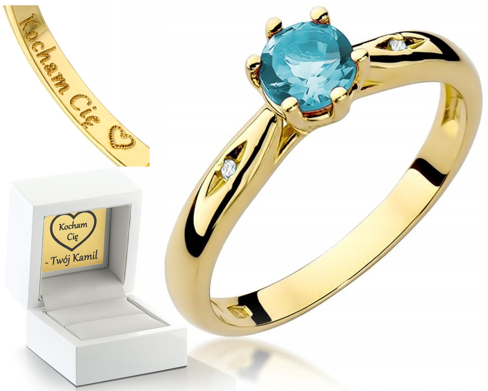 Prstýnek Topaz S Brilianty Gravírování Bonus 585