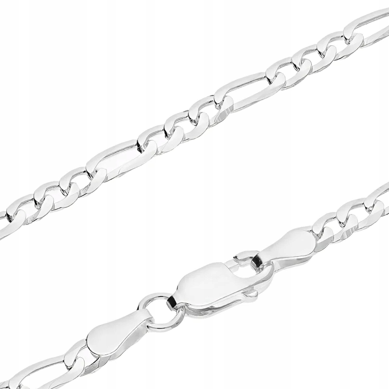 Stříbrný řetízek s rhodiovanou vazbou figaro ryzosti 925 r60 pro unisex přívěsek