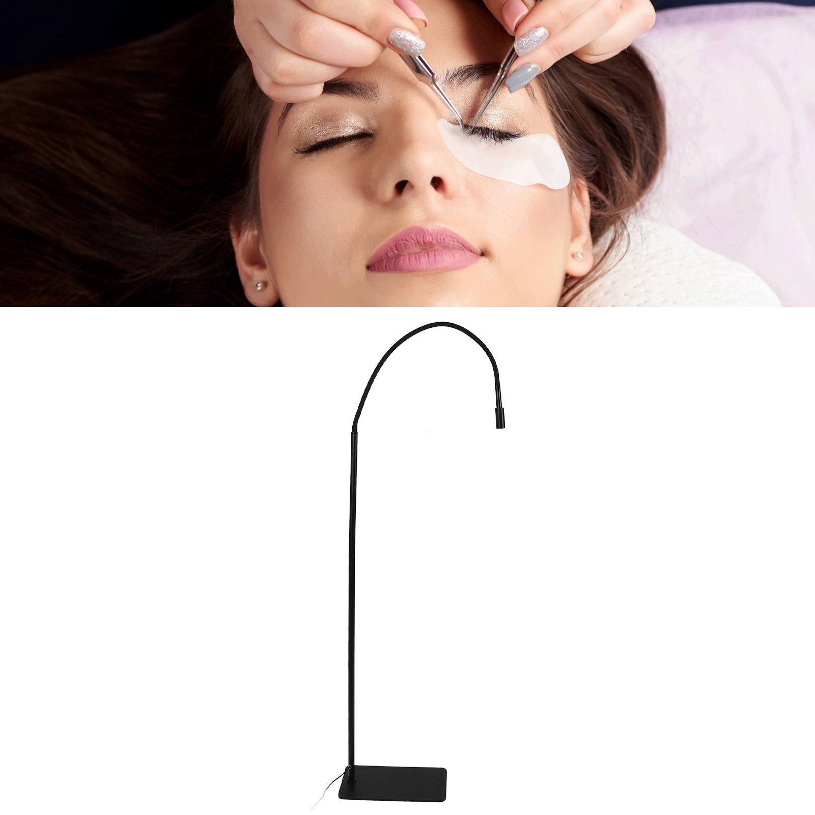 Lampa Uv do rzęs 395-400nm, pedał, gęsia szyjka, 100-240V, czarna