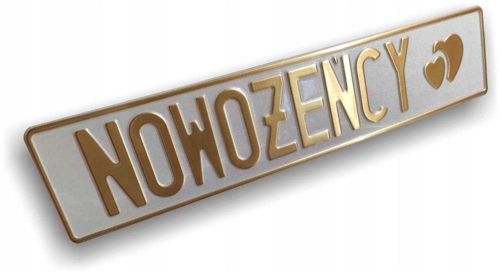 

Gotowa tablica tłoczona biała Nowożeńcy złota