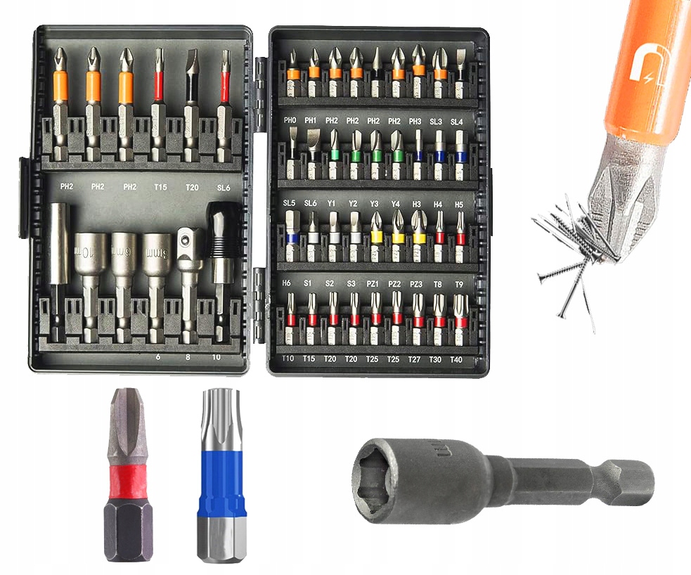 Sada Bitů Dlouhé Magnetické Úderové Bity Komplet Pro Šroubovák Torx 48ks