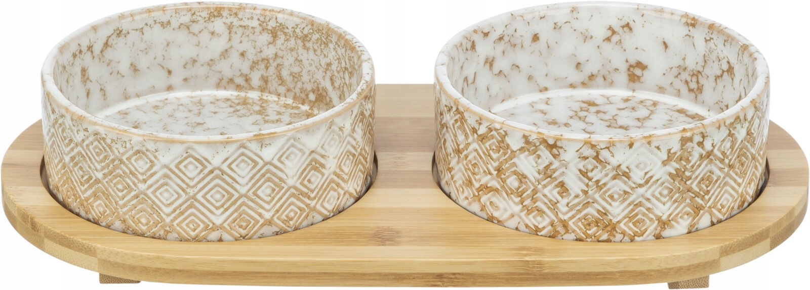 Trixie Zestaw misek dla psa ceramika/bambus białe/jasnobrązowe 2 x 0.8 l/o