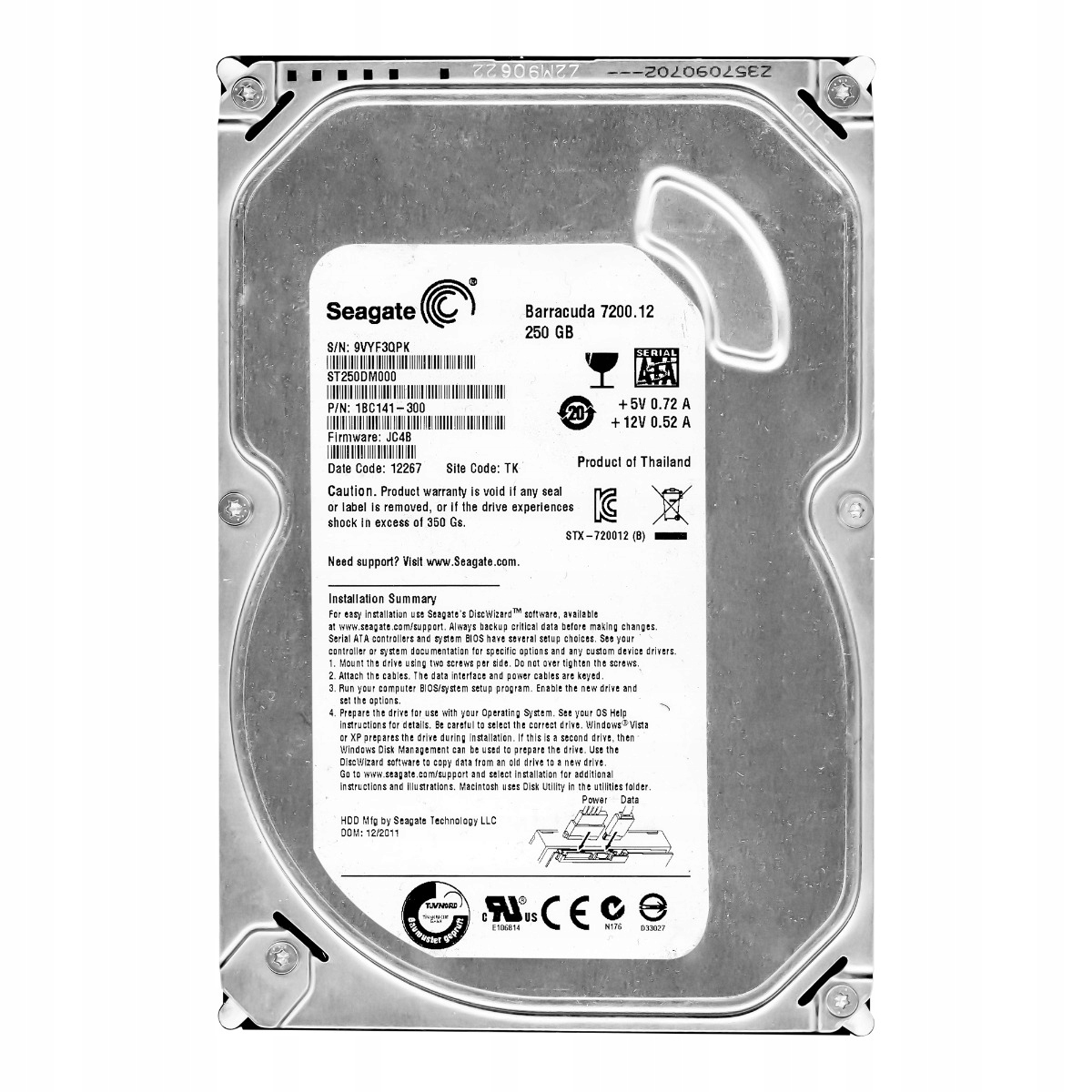 Seagate Barracuda 250GB 7.2K 16MB Sata III 3.5'' ST250DM000