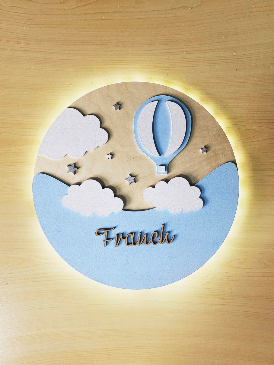 Lampka nocna BALON duża LED prezent dziecko imię Długość/wysokość 39 cm