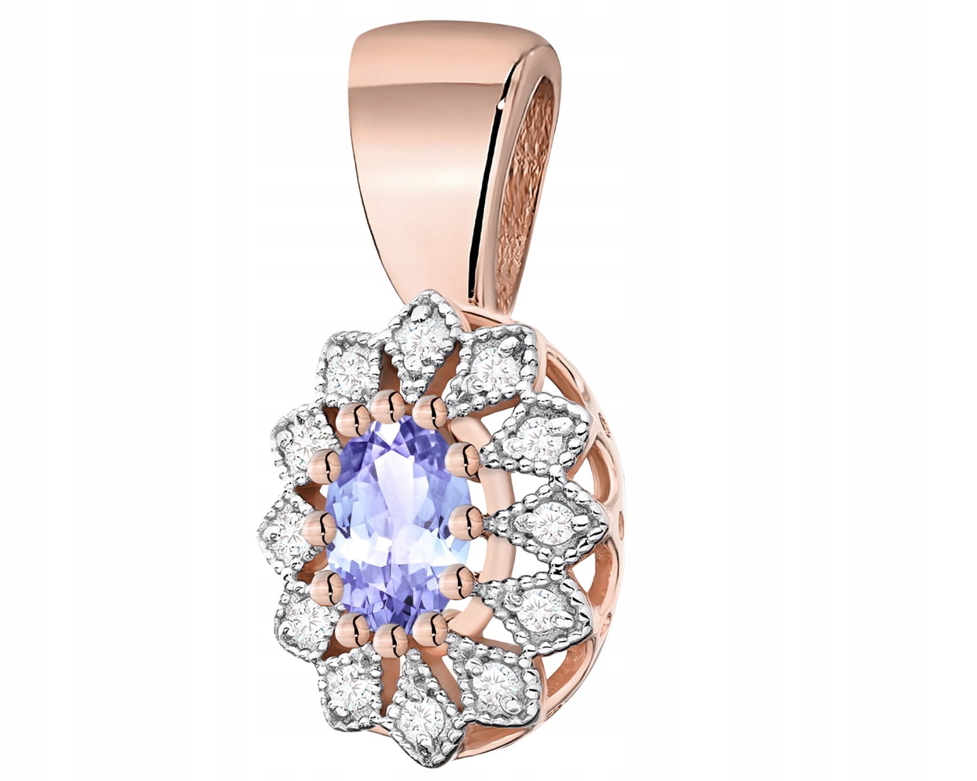 Rozové zlato Přívěsek s tanzanitem a brilianty 585