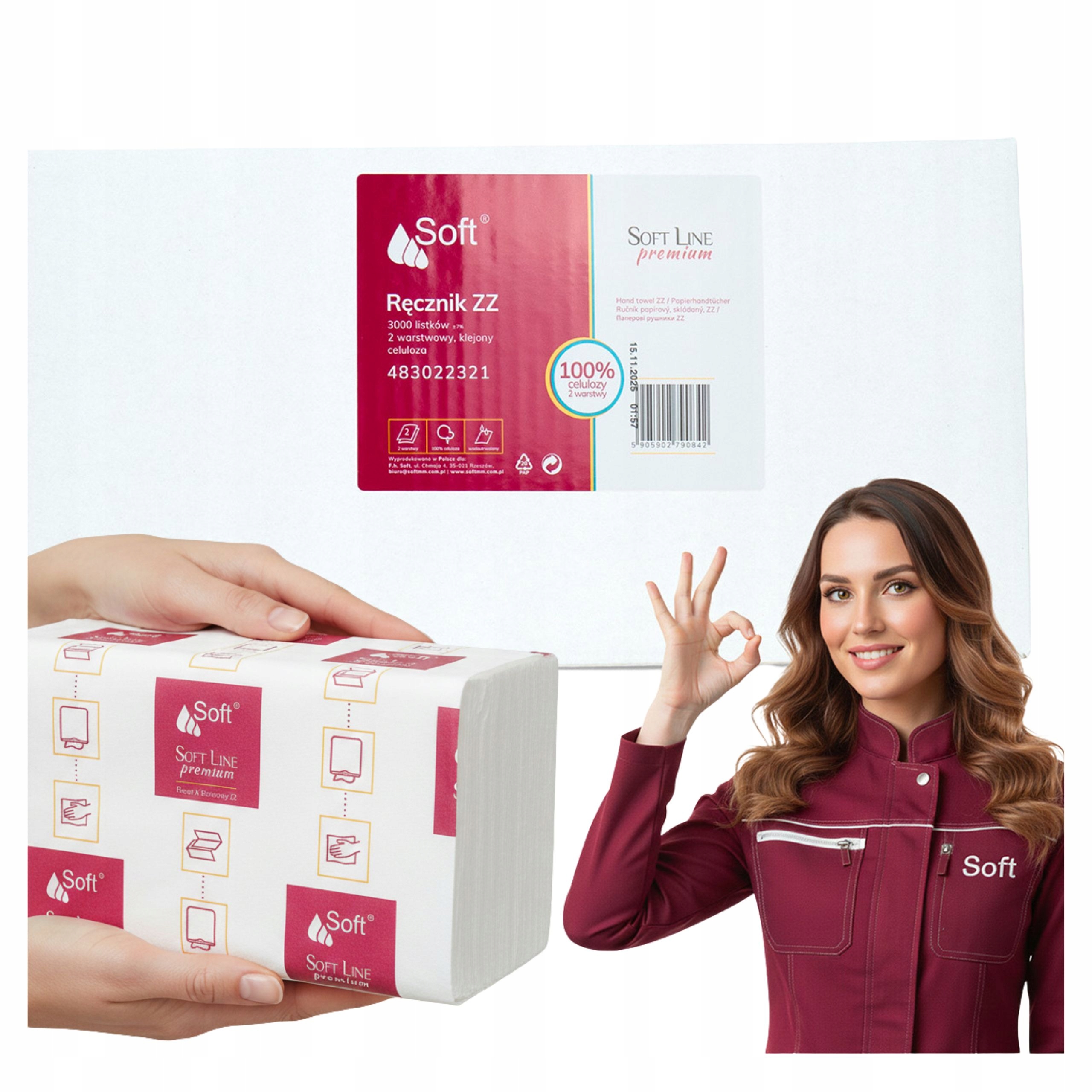 Levně Papírový ručník Zz Soft, skládací, bílý, 2 vrstvy, 3000 listů