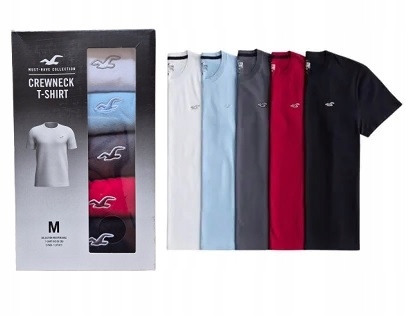 5 x tričko Hollister tričko M 5PAK abercrombie 5-pack v krabičce_