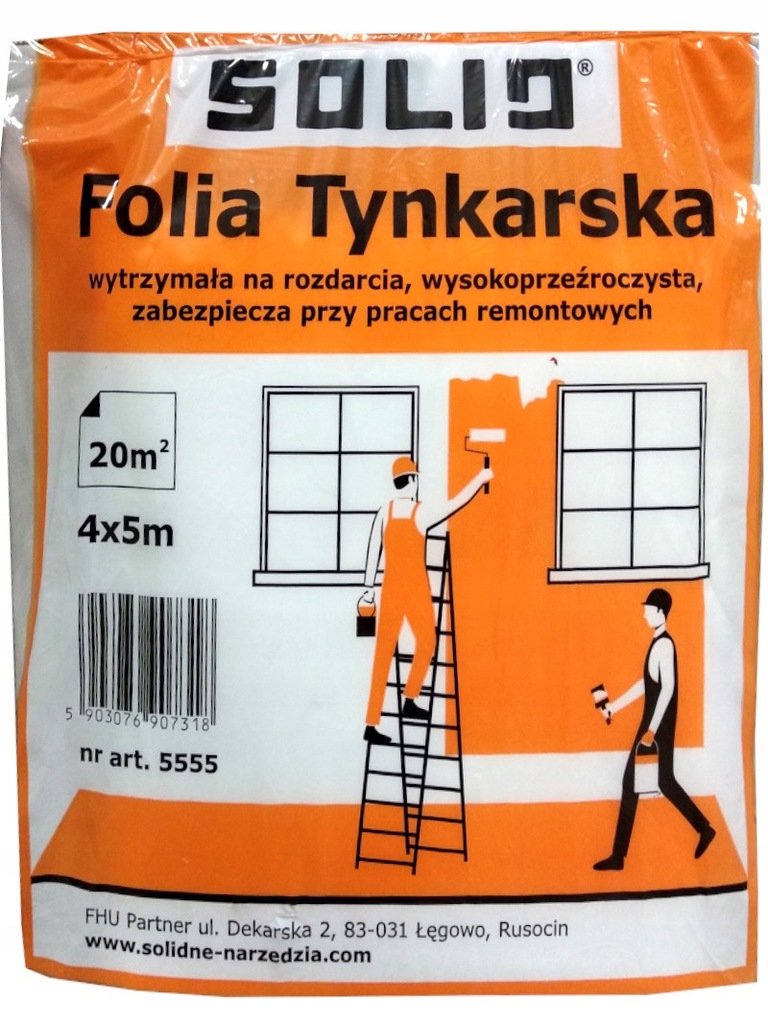 

Solid Folia Malarska Tynkarska Transparentna 4X5M