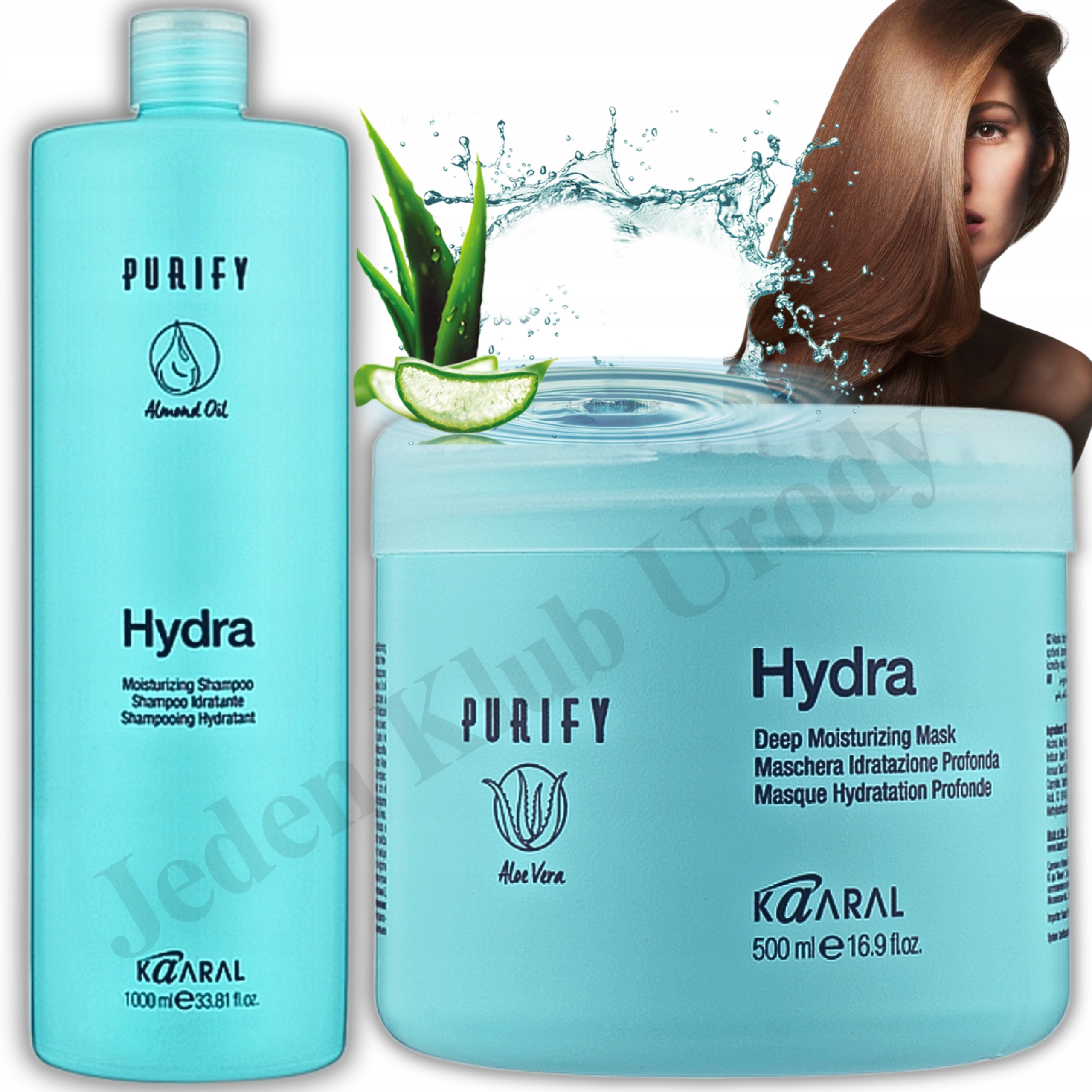 Kaaral Hydra Hloubkově Hydratační Maska 500 ML Šampon 1000 ML Suché Vlasy