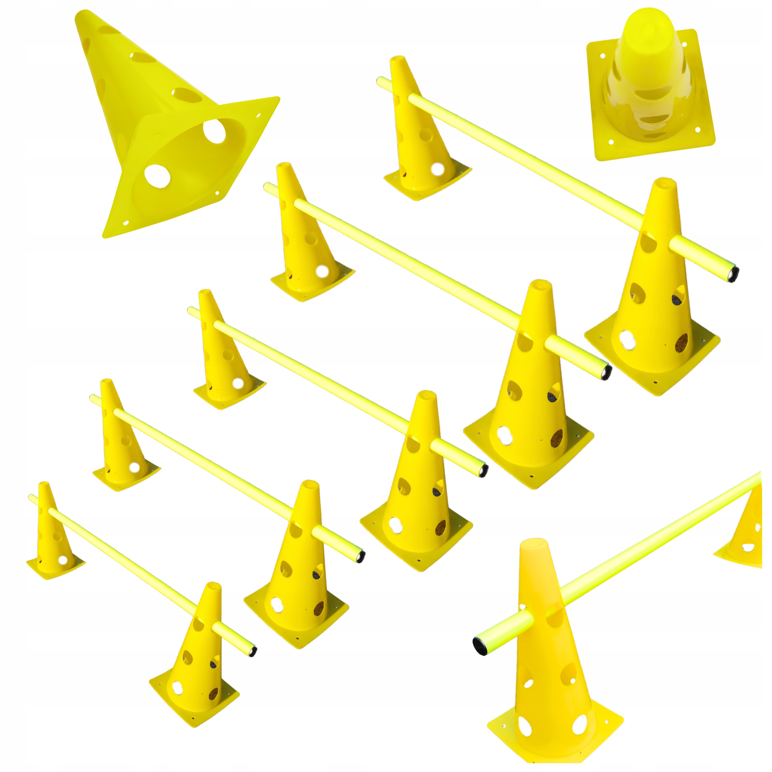 Dla Piłkarza 15w1 PAchołki 32cm z otworem 10szt. tyczka 1m 5szt. TRening