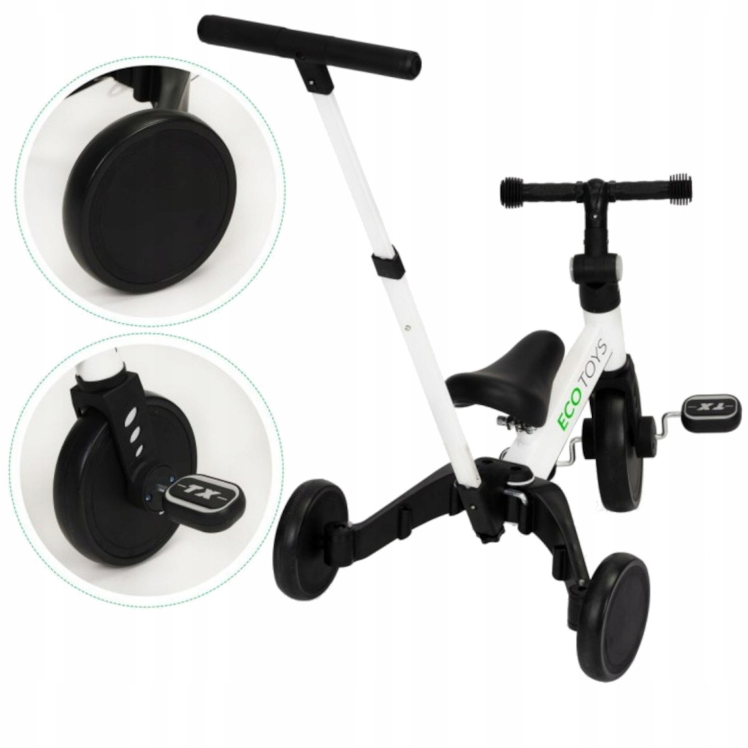 Rower Trójkołowy Biegowy 2W1 Rączka Do Prowadzenia