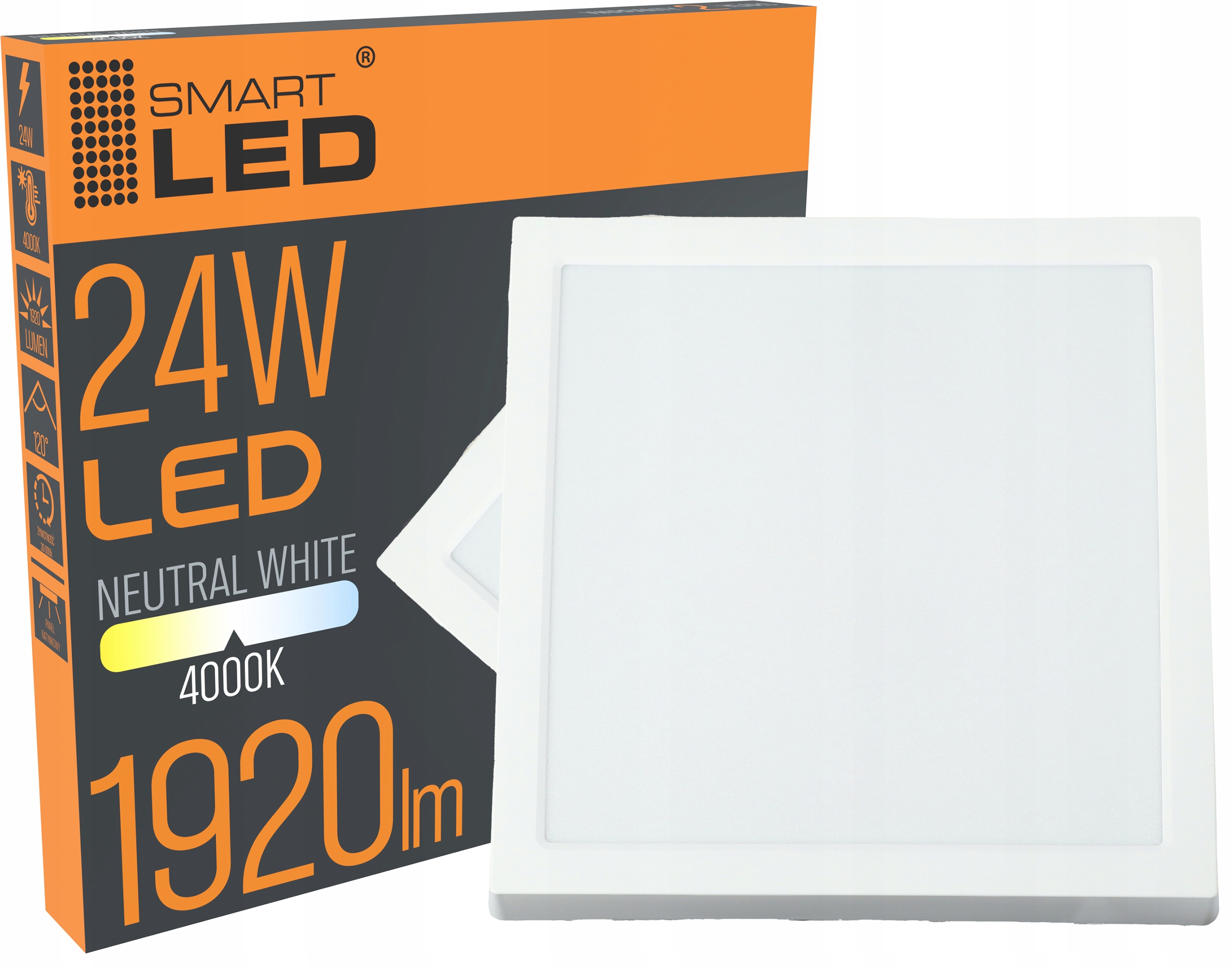 

Panel Led Natynkowy Plafon Sufitowy Kwadat 24W