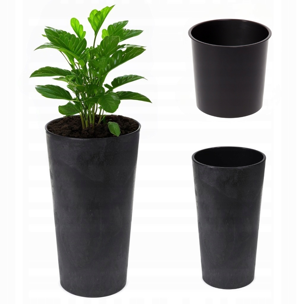Doniczka Donica Osłonka Lilia 40 Recycled Efekt Betonu Czarny Beton Wkład