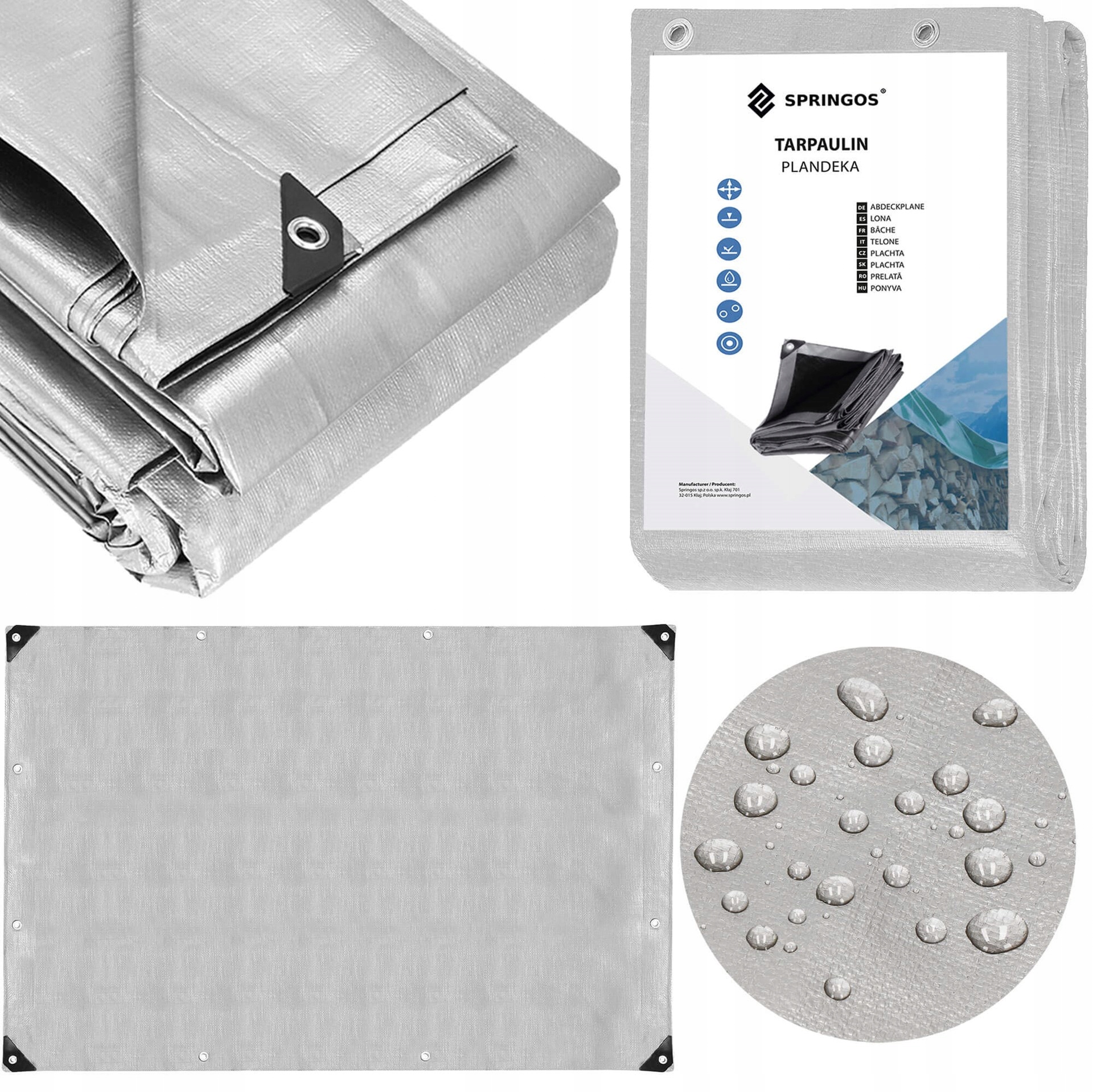 Plachta 6x8 m Šedá Vyztužená 260 G Silné Pokrytí Plachta Hrubá