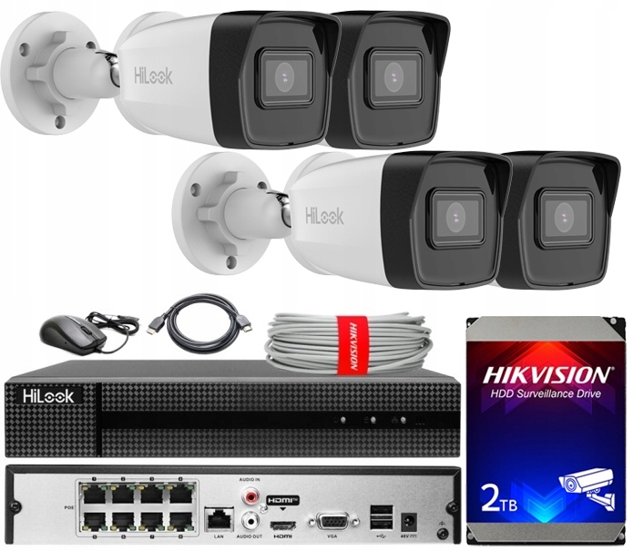 Sada na monitorovanie Ip 8MPx 4K kamery 4K pre rozšírenie HiLook Hikvision