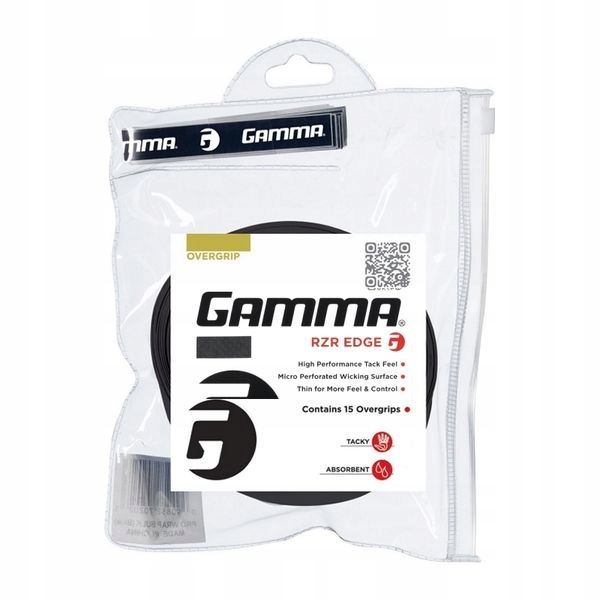 Owijki wierzchnie perforowane Gamma Rzr Edge Overgrip Tour Pack Czarne 15sz