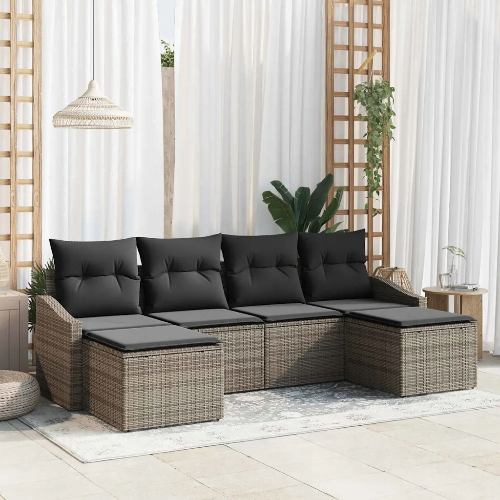 Sada zahradních pohovek 6 pcs Šedá Poly ratan Šedá 3346829