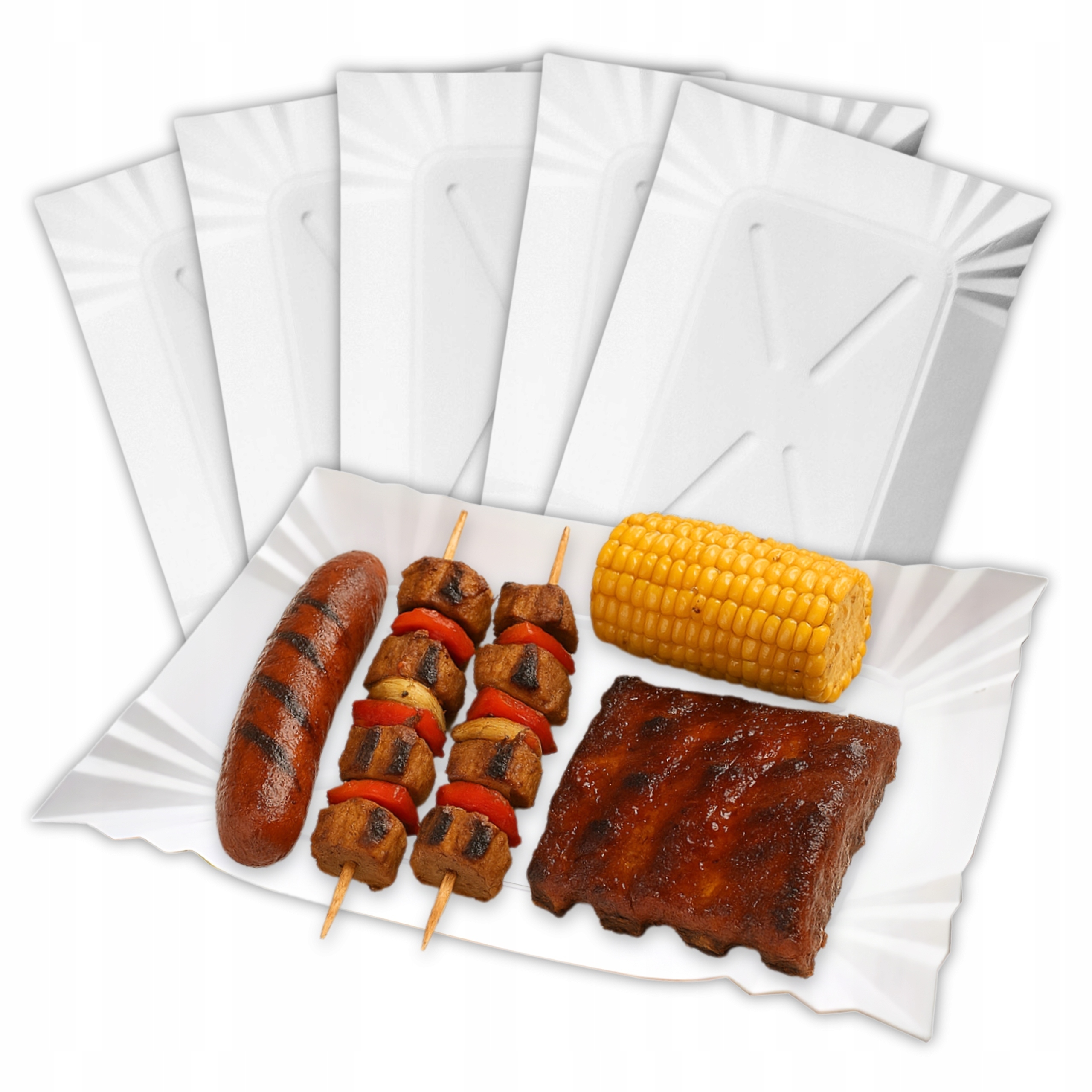 Papírové Tácky Kartonové Na Jedno Použití talířky na gril 500ks 14x33cm