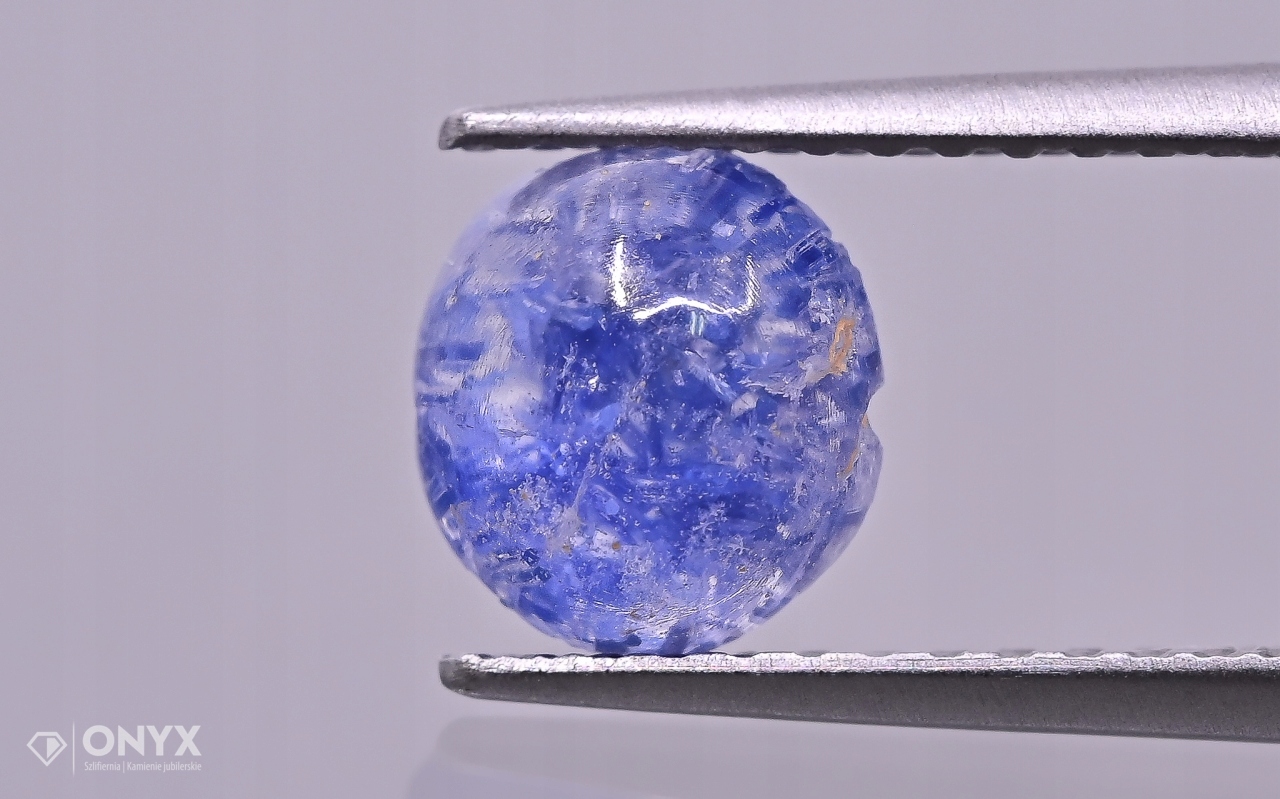 Křemen s dumortieritem kabošon ovál 6,5x6 mm