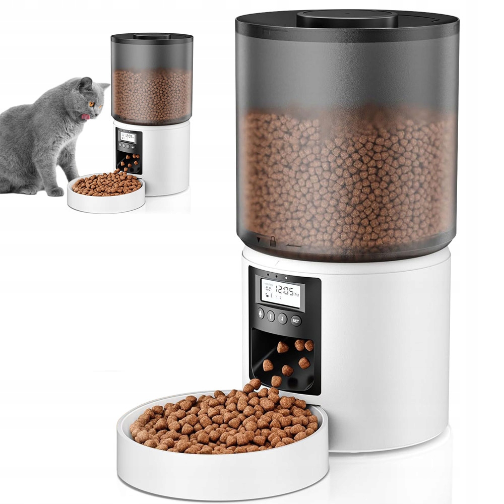 Levně Automatický dávkovač krmiva pro mazlíčky, 1-6 jídel denně, 4L, LCD displej, Časovač a kontrola porcí