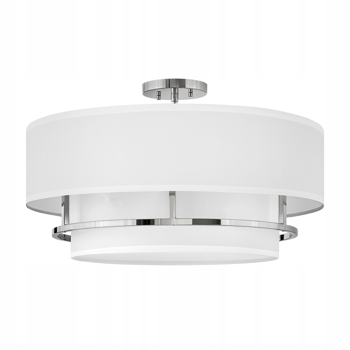 Stropná lampa okrúhla nikel moderná biela, tienidlo 58 cm Hinkley