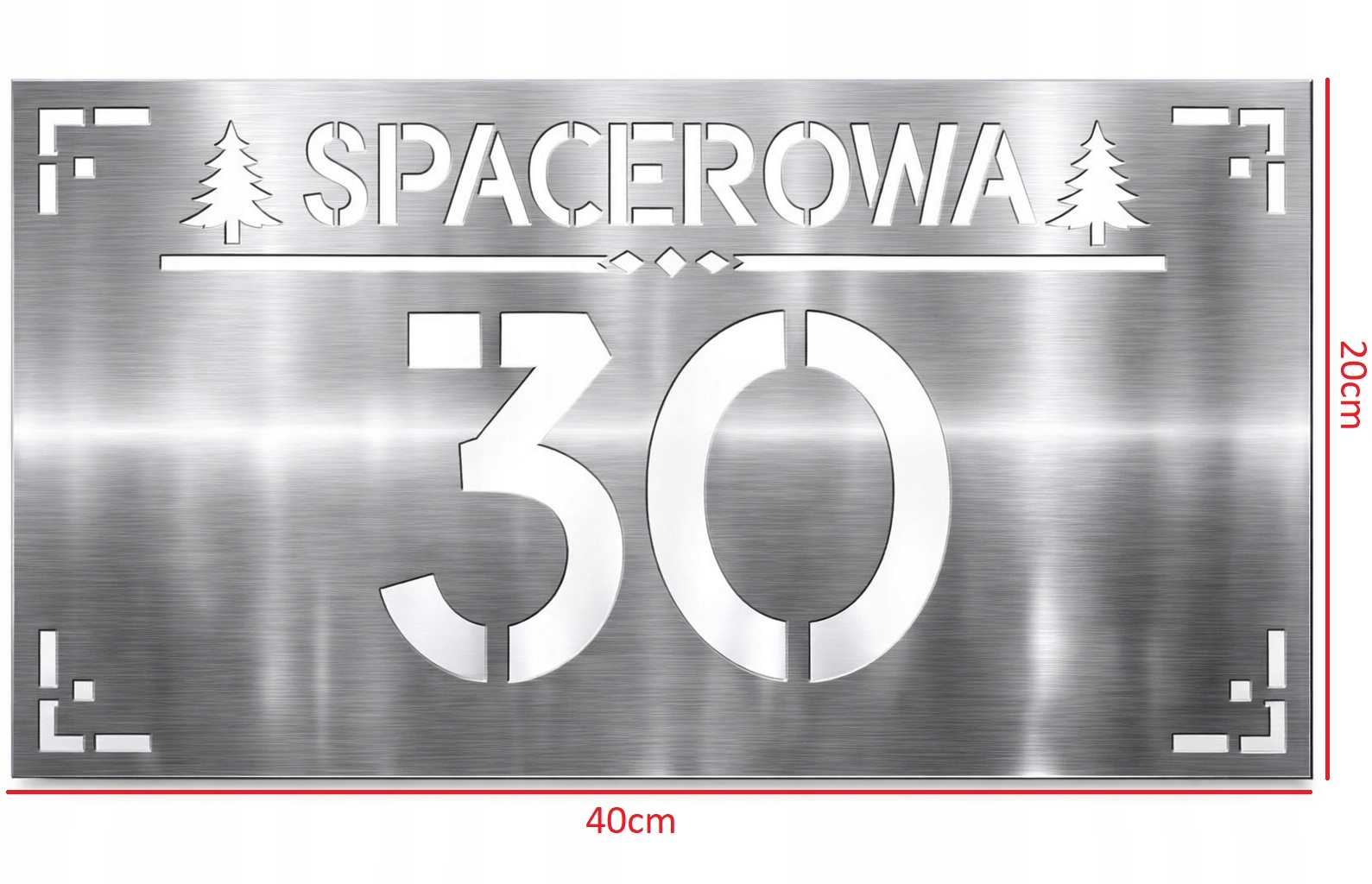 Adresní tabulka nerezová ocel 40x20 Tabule cm číslo domu ulice Cnc