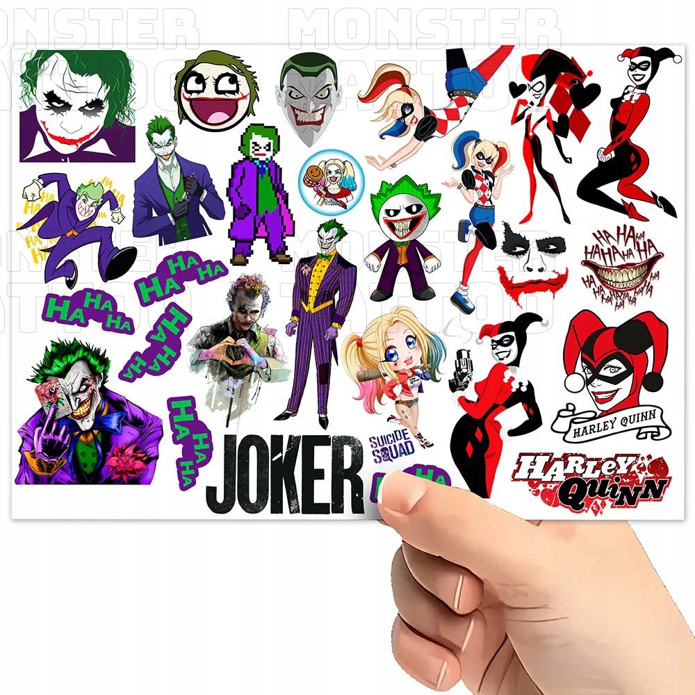TATUAŻE ZMYWALNE TYMCZASOWE DLA DZIECI DZIECIĘCE JOKER WZORY ORYGINALNE Typ naklejka
