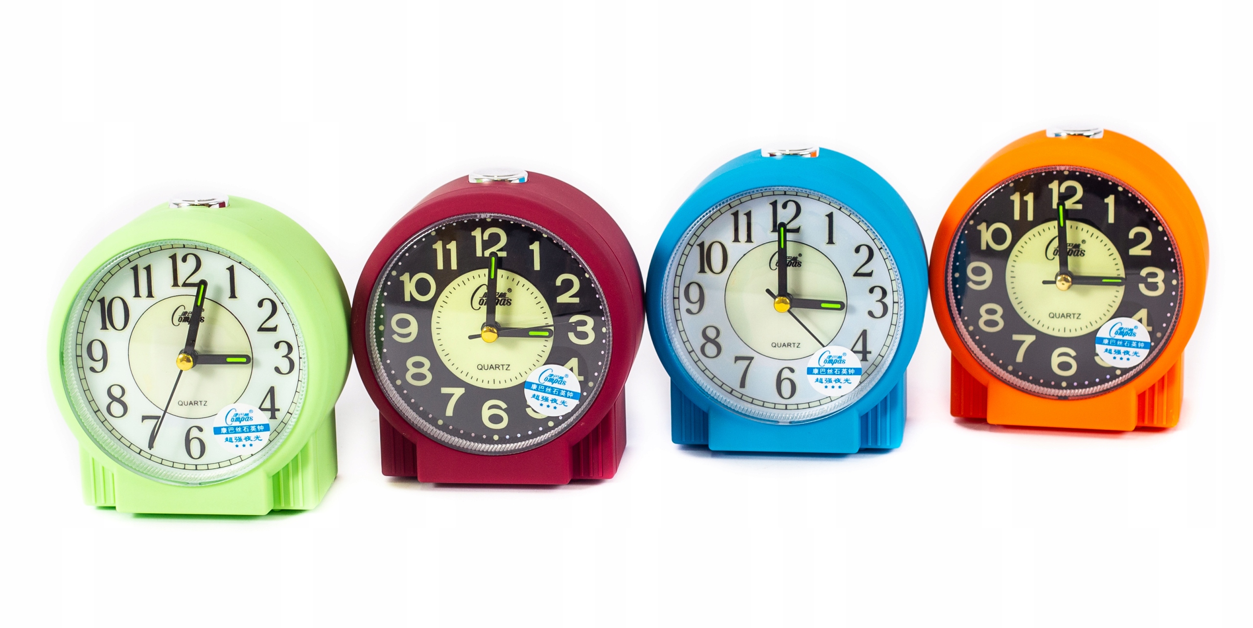 STYLOWY BUDZIK ZEGAR Z ALARMEM Różne Kolory Szerokość całkowita 12 cm