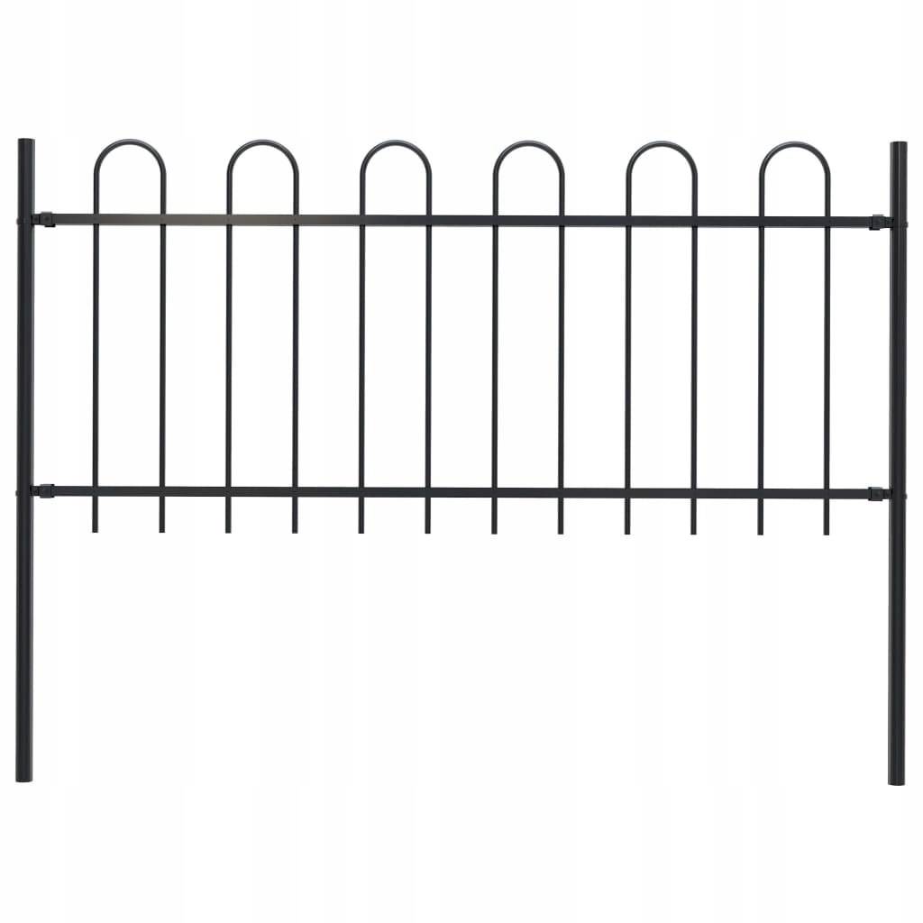 Plotový panel se zaoblenými konci, 1,7 m, černý