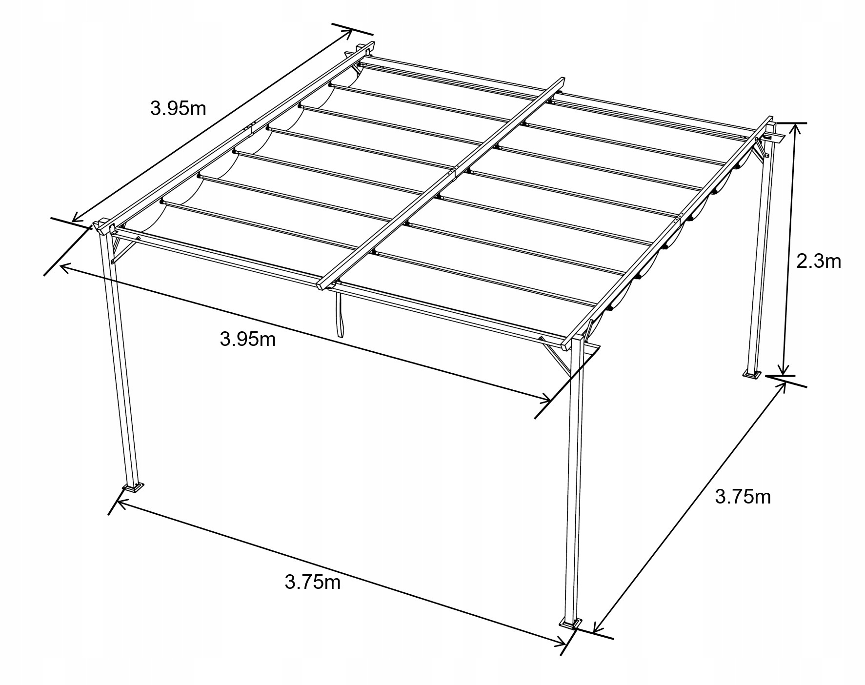 Pergola tarasowa szara z szarym poszyciem - Irda III 4x4m Rodzaj inny