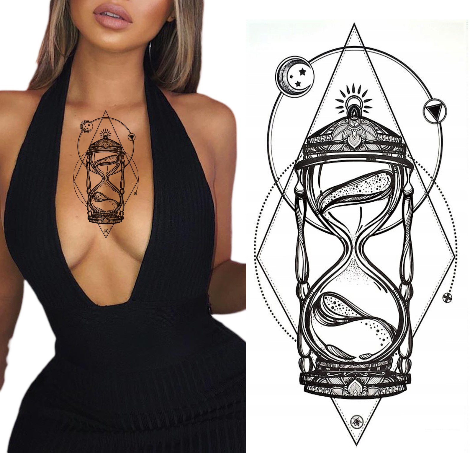 

Tatuaż Zmywalny klepsydra czas 12cmX21cm