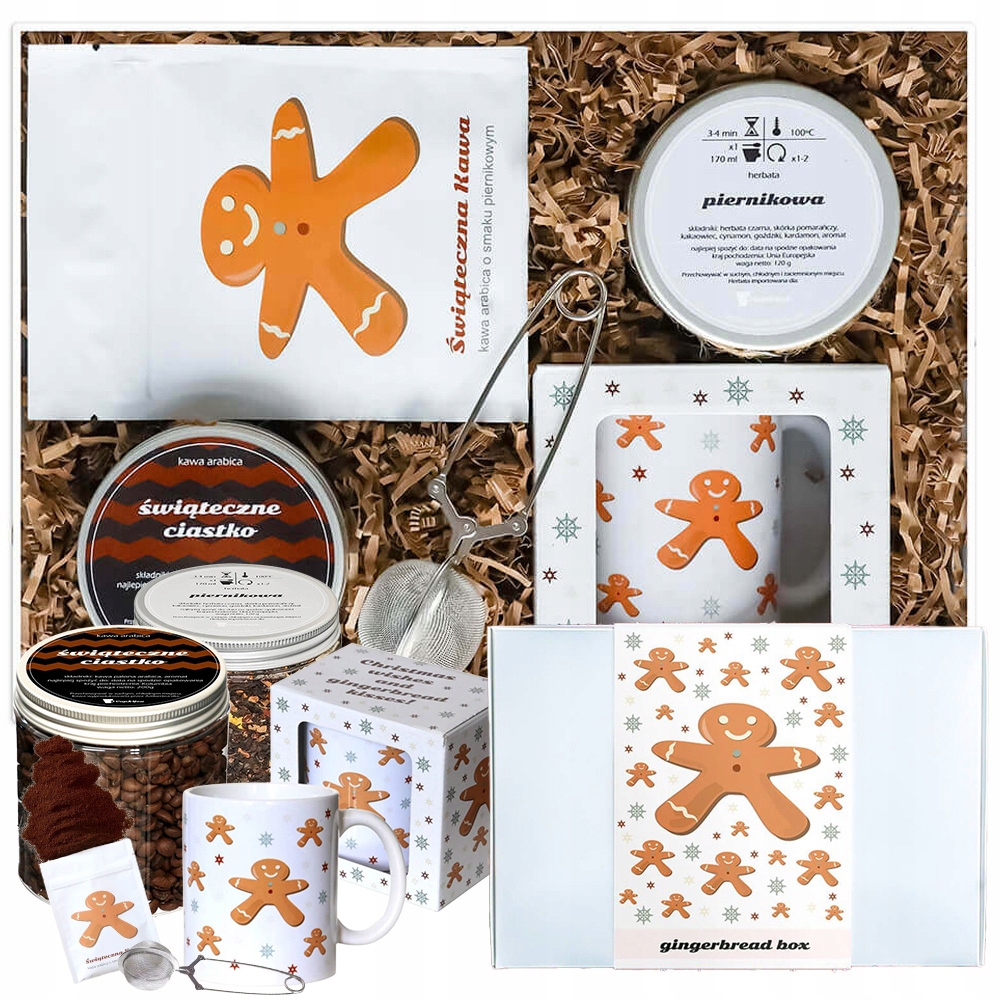 Levně Vánoční Dárek Gingerbread Box Káva A Čaj Premium Hrnek Spařovač