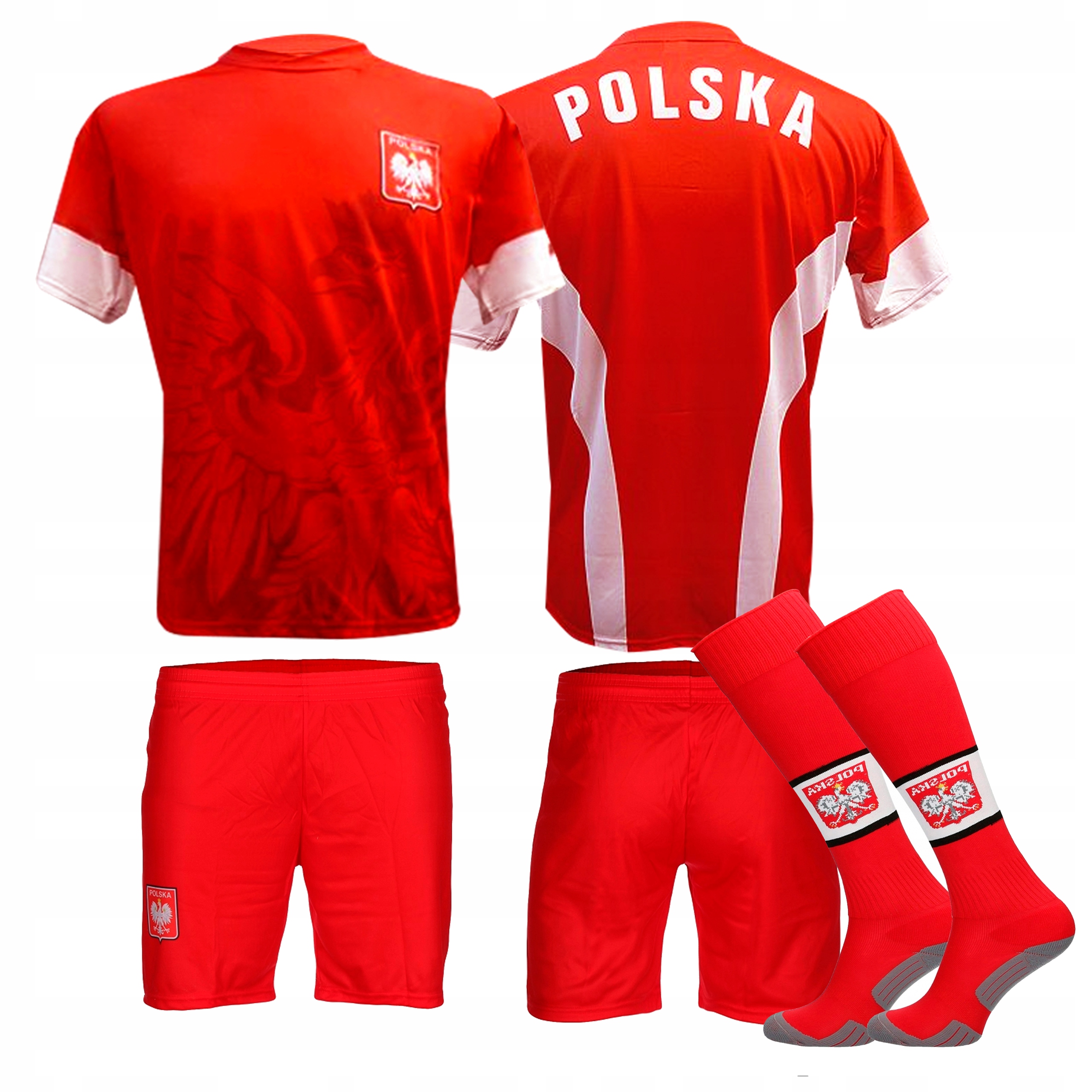 Strój Piłkarski Sportowy Orzeł Polska Getry Czerwony S
