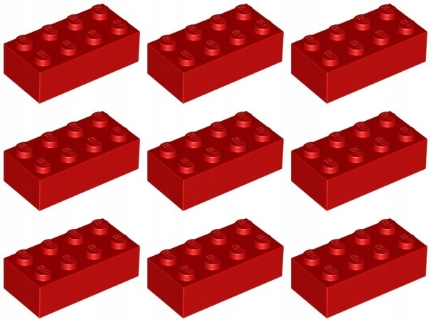

Lego 3001 Klocek 2x4 czerwony Nowy (20g) 9 szt.