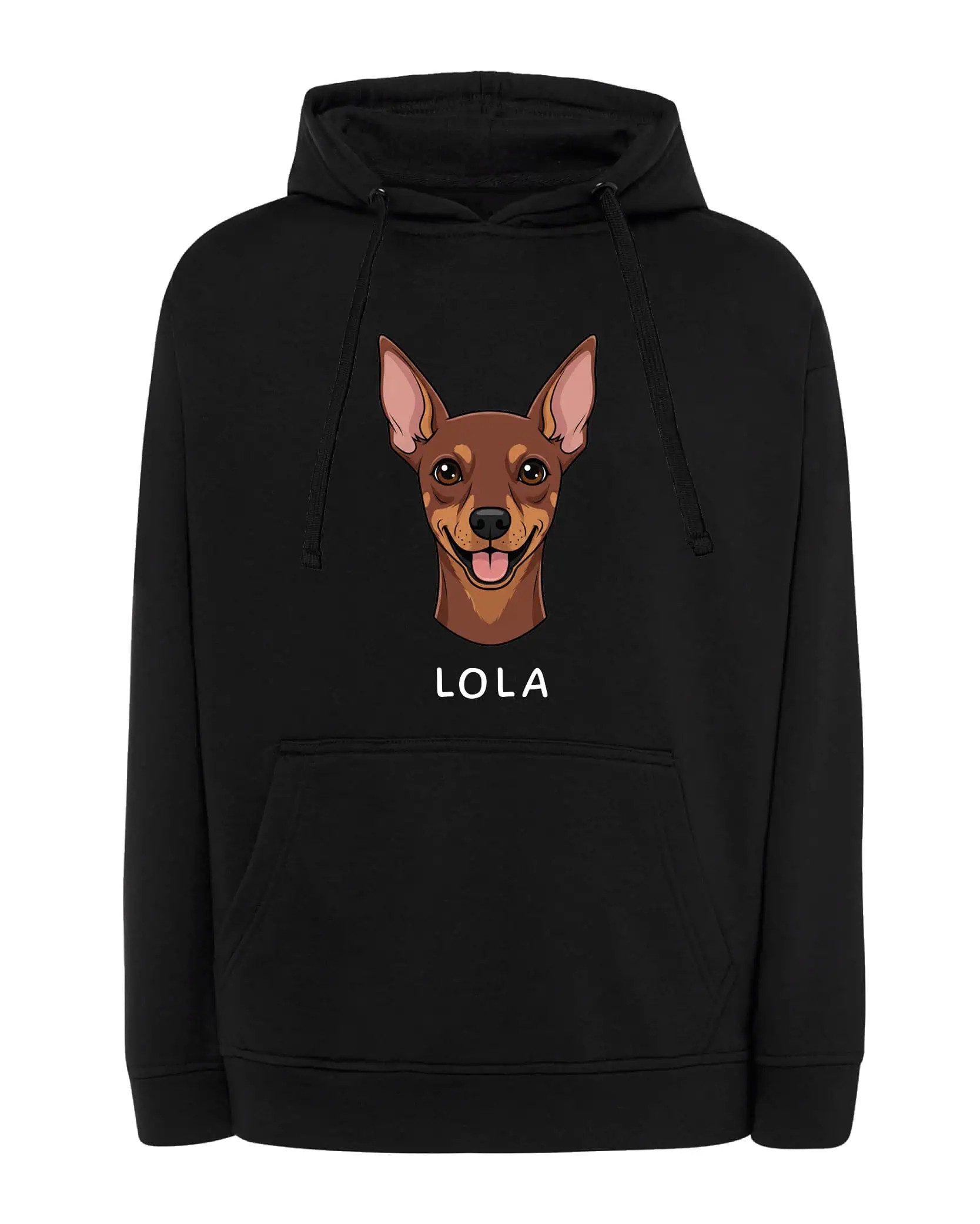 Mikina s kapucí Miniaturní pinč Pupil Pes Černý L