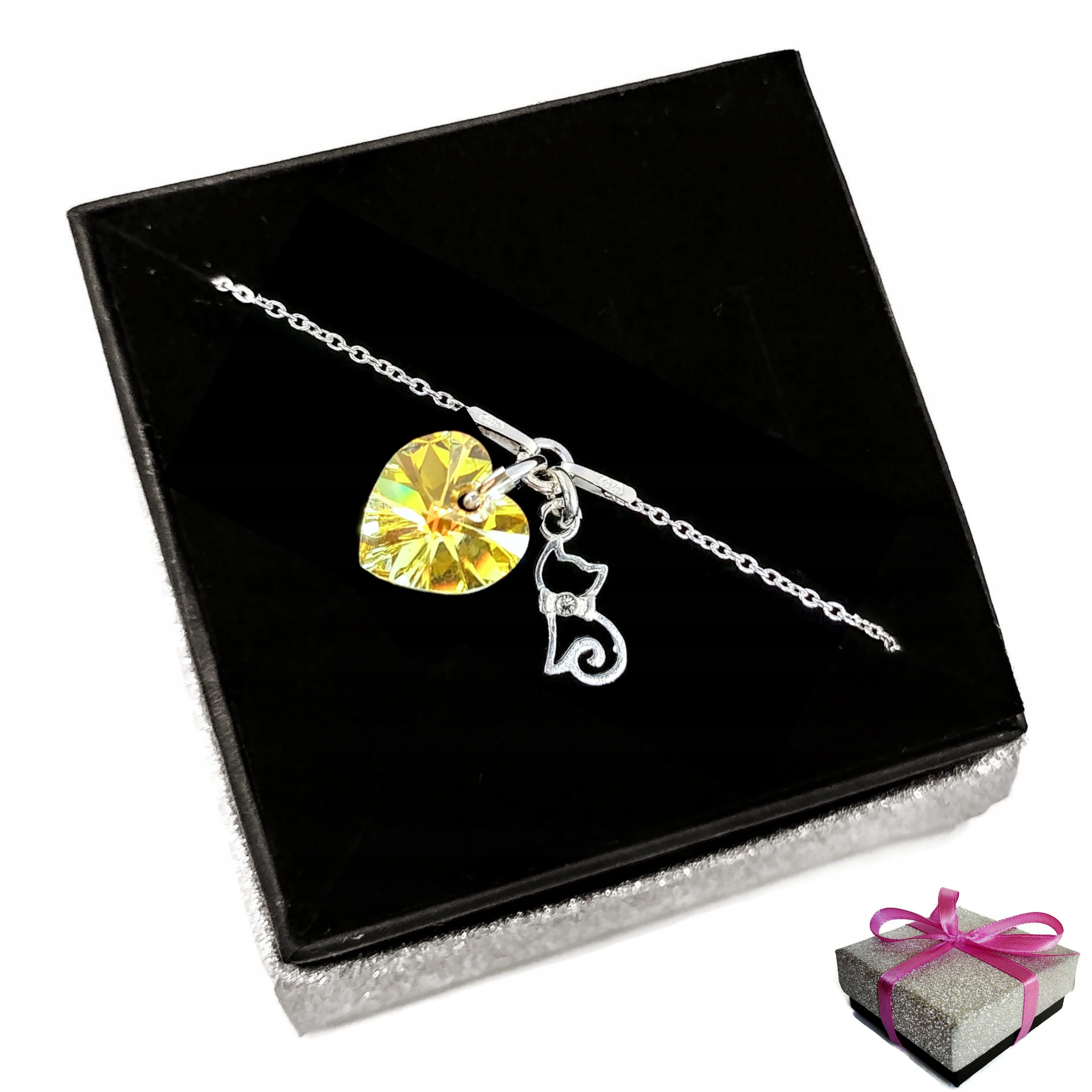 

Bransoletka Kot z Kotem Serce Swarovski Srebro 925