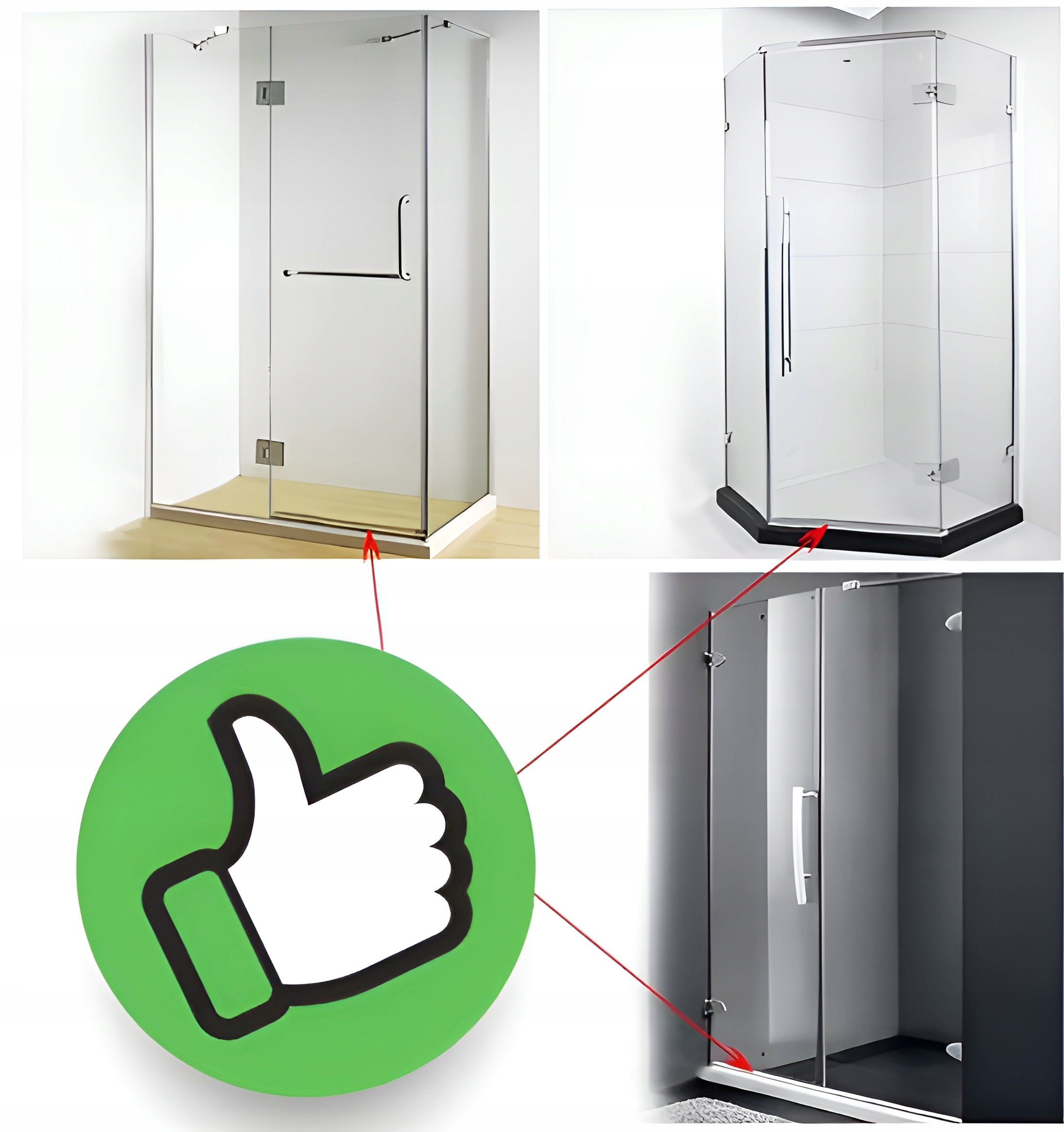 USZCZELKA KABINY PRYSZNICOWEJ PARAWANU SZYB DOLNA DRZWI 6-8 MM 60 CM Kolor bezbarwny