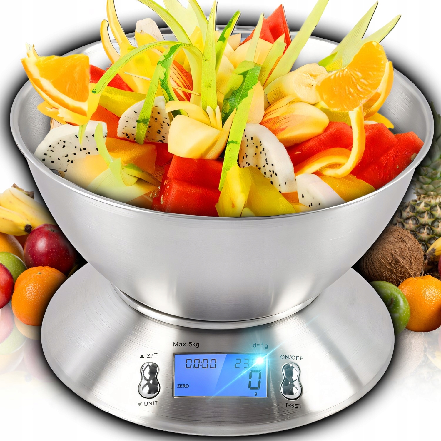 Dokładna Waga Kuchenna Elektroniczna Z Miską 1G-5KG Inox Timer Termometr