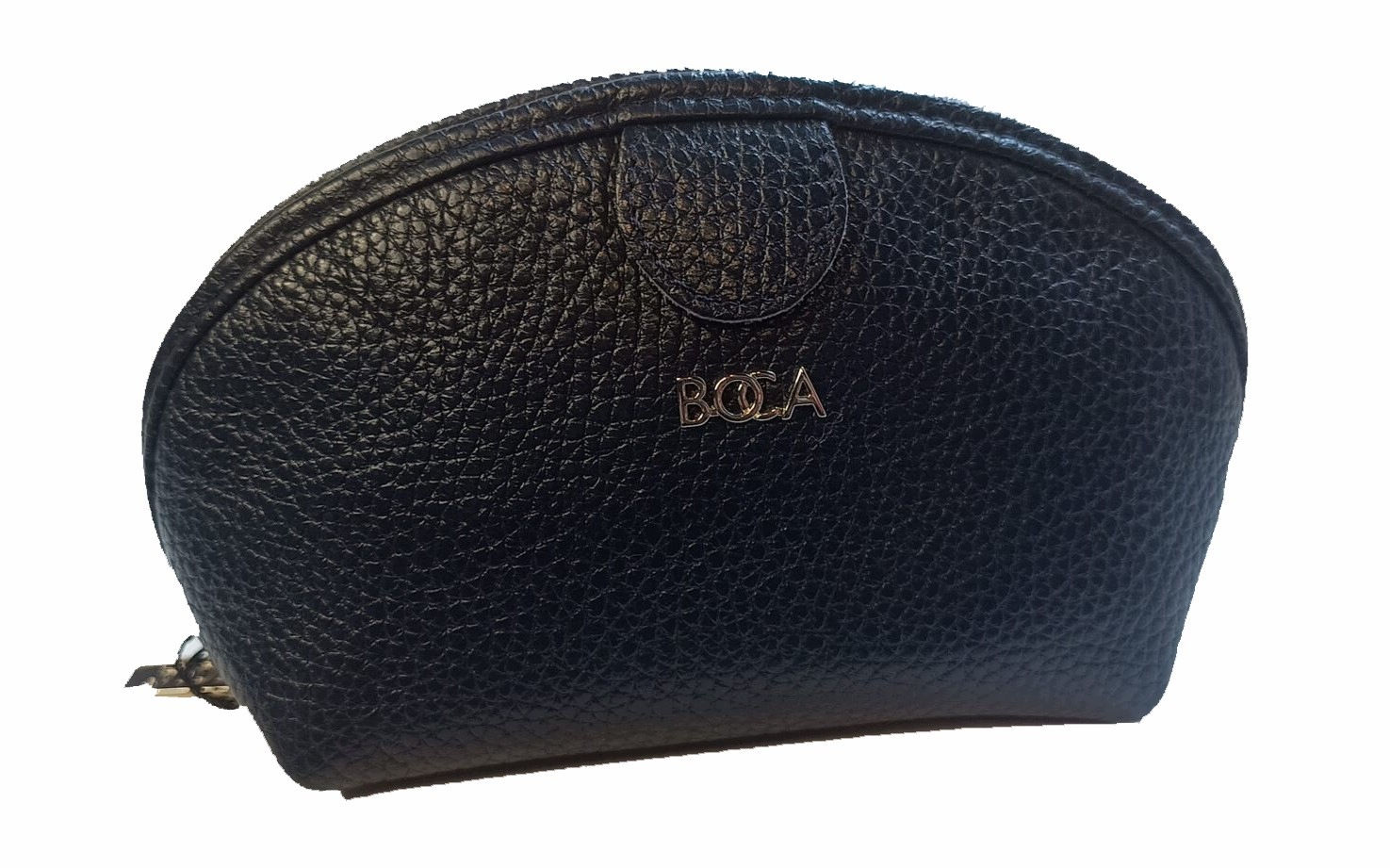 Boca pouzdro kosmetická taška, přírodní kůže, černá, zlaté kování