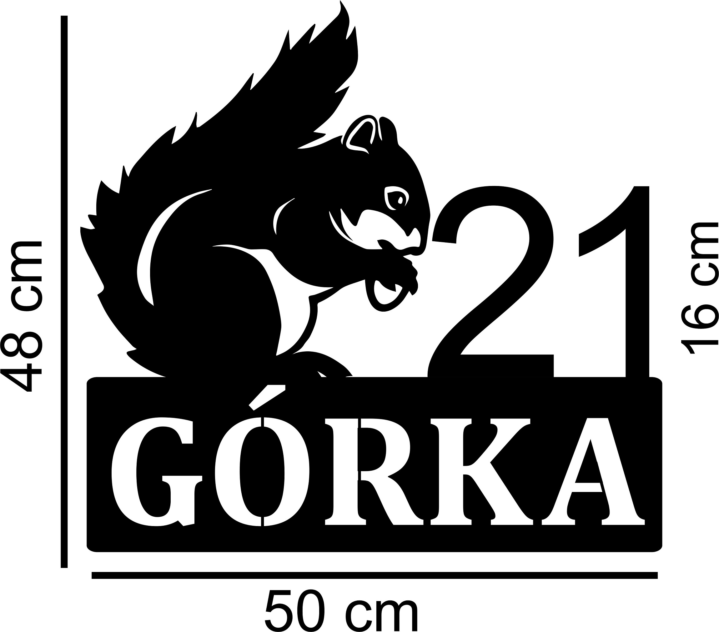 Adresa na dom s Veveričkou ozdobná tabuľka s adresou číslo domu tabuľka 50 cm