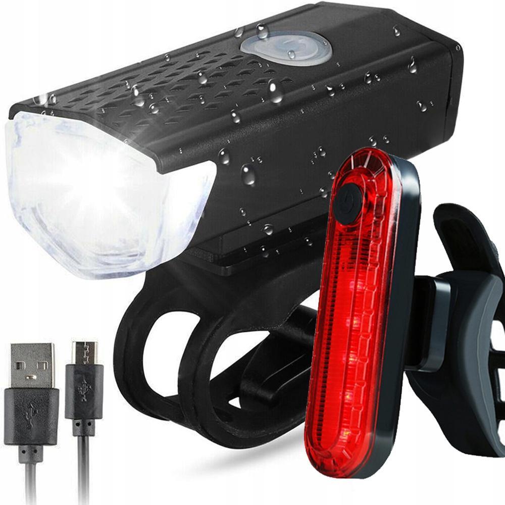 Zestaw akumulator Usb. wodoodporna lampa rowerowa tylne światło 5000K