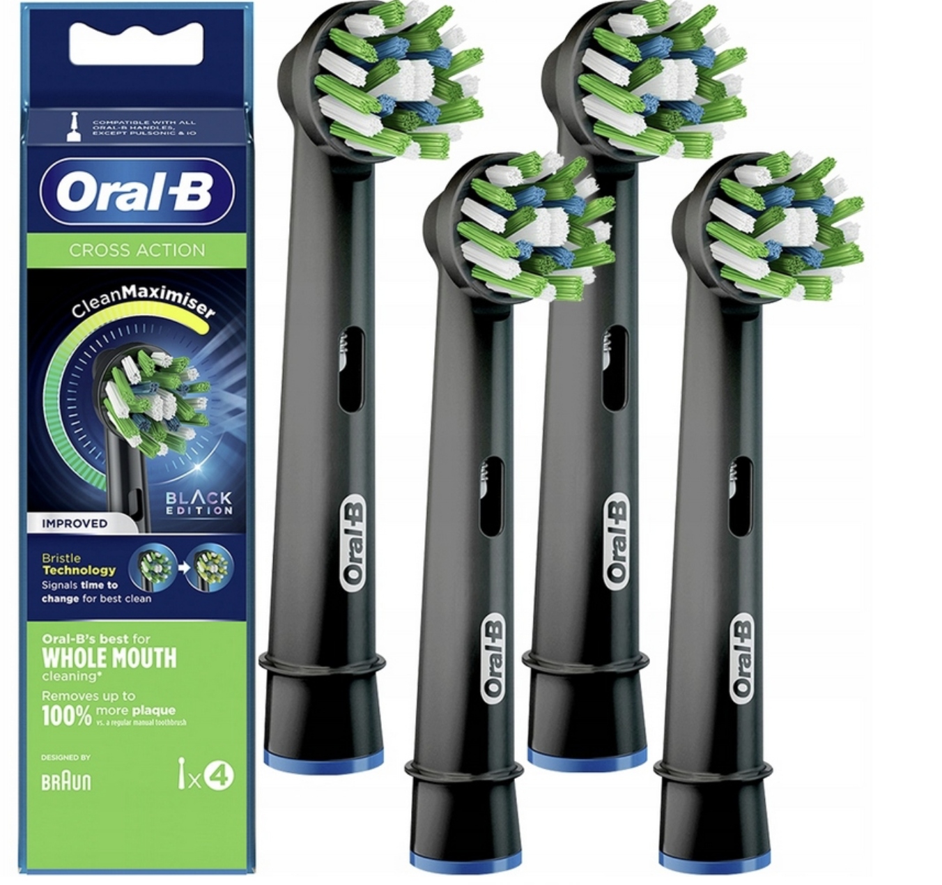 4x KOŃCÓWKI ORAL-B CROSS ACTION EB50 BLACK CZARNA