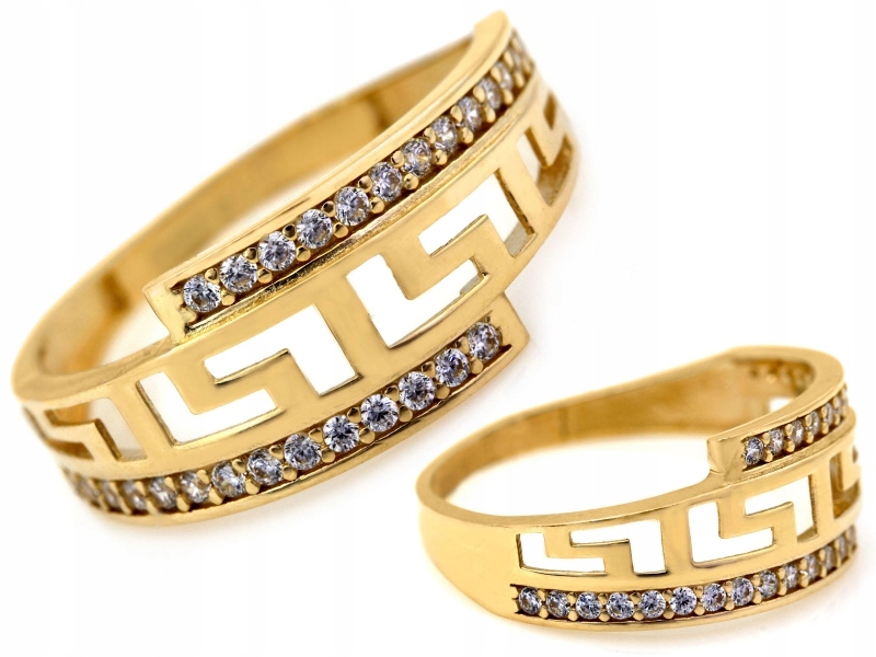 Výjimečný prstýnek 585 s řeckou cestou, zdobený zirkony r15 14kt