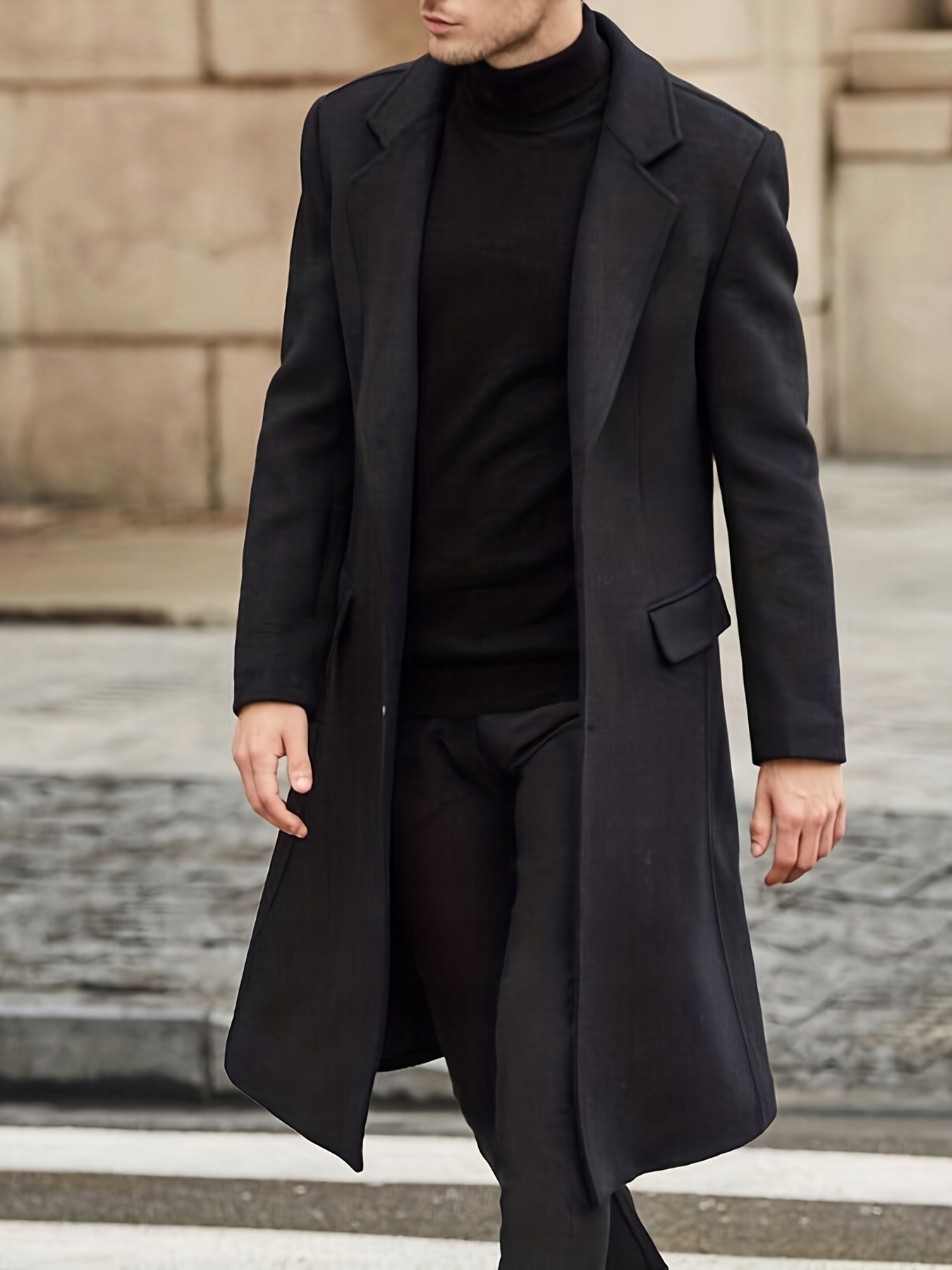 ELEGANCKI MODNY PŁASZCZ MĘSKI JESIENNY ZIMOWY DŁUGI Rozmiar M